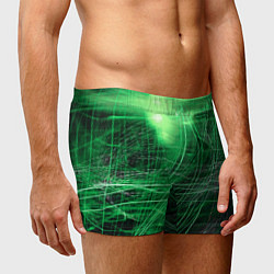 Трусы-боксеры мужские Неоновые волны и линии - Зелёный, цвет: 3D-принт — фото 2