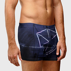 Трусы-боксеры мужские Неоновый прерывистый куб во тьме - Фиолетовый, цвет: 3D-принт — фото 2