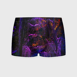 Трусы-боксеры мужские Неоновые лучи и листья - Фиолетовый, цвет: 3D-принт