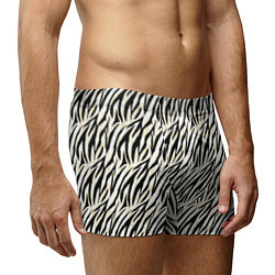 Трусы-боксеры мужские Тигровый полосатый узор-черные, бежевые полосы на, цвет: 3D-принт — фото 2