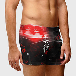 Трусы-боксеры мужские Джиу-Джитсу : Глитч красный, цвет: 3D-принт — фото 2