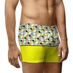 Трусы-боксеры мужские Желтый неоновый комбинированный узор, цвет: 3D-принт — фото 2