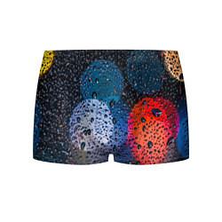 Трусы-боксеры мужские Разноцветные огни сквозь дождевое стекло, цвет: 3D-принт