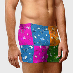 Трусы-боксеры мужские Яркий разноцветный модный звездный узор, цвет: 3D-принт — фото 2