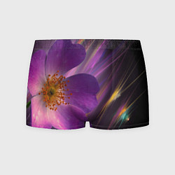 Трусы-боксеры мужские Фиолетовый цветок светящийся, цвет: 3D-принт