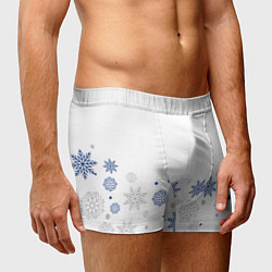 Трусы-боксеры мужские Новогодние Снежинки - Белый, цвет: 3D-принт — фото 2