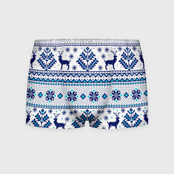 Трусы-боксеры мужские Happy new year, blue deer, цвет: 3D-принт