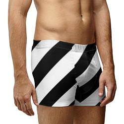 Трусы-боксеры мужские Черно-белые полосы, цвет: 3D-принт — фото 2