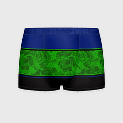 Трусы-боксеры мужские Синие, неоновые зеленые мраморные и черные полосы, цвет: 3D-принт
