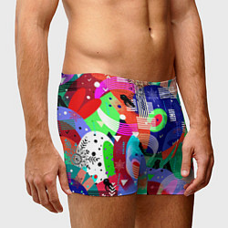 Трусы-боксеры мужские Птички, снежинки и заячьи ушки, цвет: 3D-принт — фото 2