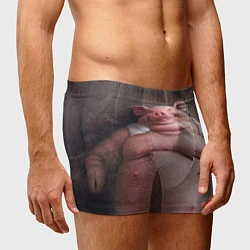 Трусы-боксеры мужские Свинья сидит в сауне, цвет: 3D-принт — фото 2