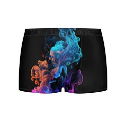Трусы-боксеры мужские Неоновый цветной дым на черном фоне, цвет: 3D-принт