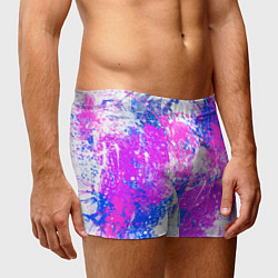 Трусы-боксеры мужские Разбрызганная фиолетовая краска - светлый фон, цвет: 3D-принт — фото 2