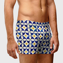 Трусы-боксеры мужские Бело-синяя лепестковая текстура, цвет: 3D-принт — фото 2