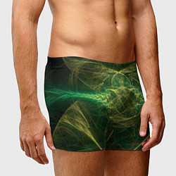 Трусы-боксеры мужские Зелёно-жёлтый волнообразные линии во тьме, цвет: 3D-принт — фото 2