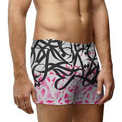 Трусы-боксеры мужские Черно-розовая каллиграфия, цвет: 3D-принт — фото 2