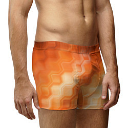 Трусы-боксеры мужские Золотисто-оранжевый туманный паттерн, цвет: 3D-принт — фото 2