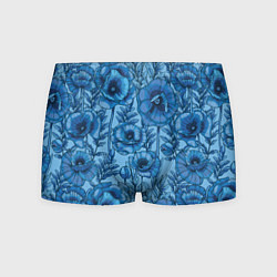Трусы-боксеры мужские Синие цветы, цвет: 3D-принт