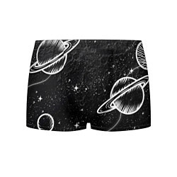 Трусы-боксеры мужские Черно-белый Сатурн, цвет: 3D-принт