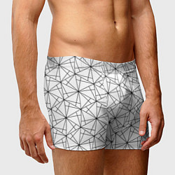 Трусы-боксеры мужские Чёрно-белый геометрический треугольный узор, цвет: 3D-принт — фото 2