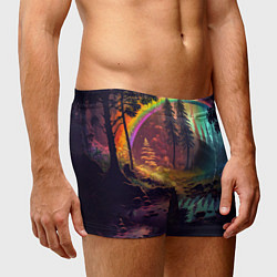 Трусы-боксеры мужские Неоновый лес с радугой, цвет: 3D-принт — фото 2