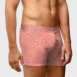 Трусы-боксеры мужские Цитрусовые дольки - розовый паттерн, цвет: 3D-принт — фото 2