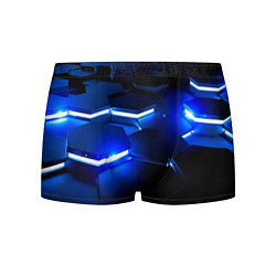 Трусы-боксеры мужские Металлические соты с синей подсветкой, цвет: 3D-принт