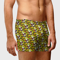 Трусы-боксеры мужские Черепа в луговых цветах, цвет: 3D-принт — фото 2