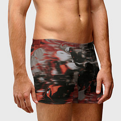 Трусы-боксеры мужские Чёрные и красные волны, цвет: 3D-принт — фото 2