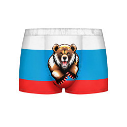 Трусы-боксеры мужские Российский флаг и медведь, цвет: 3D-принт