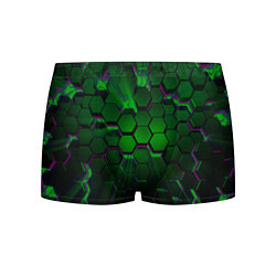 Трусы-боксеры мужские Зелёные соты, цвет: 3D-принт