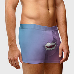 Трусы-боксеры мужские OMG на градиенте сиреневом, цвет: 3D-принт — фото 2