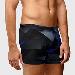 Трусы-боксеры мужские Black blue abstract, цвет: 3D-принт — фото 2