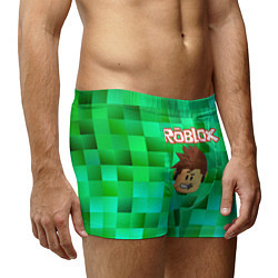 Трусы-боксеры мужские Roblox head на пиксельном фоне, цвет: 3D-принт — фото 2