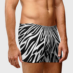Трусы-боксеры мужские Черная абстракция зебра, цвет: 3D-принт — фото 2
