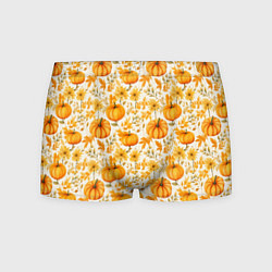 Трусы-боксеры мужские Тыквы и осенние цветы - паттерн, цвет: 3D-принт