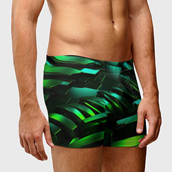Трусы-боксеры мужские Dark green abstract, цвет: 3D-принт — фото 2