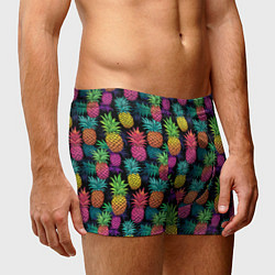 Трусы-боксеры мужские Разноцветные ананасы паттерн, цвет: 3D-принт — фото 2