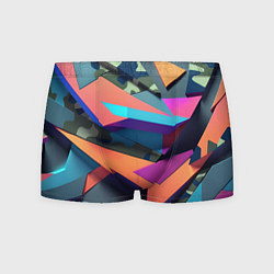 Трусы-боксеры мужские Камуфляж и цветная геометрия - нейросеть, цвет: 3D-принт