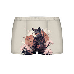 Трусы-боксеры мужские Боевой котенок ниндзя - японская сакура, цвет: 3D-принт