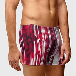 Трусы-боксеры мужские Киберпанк полосы белый и красный, цвет: 3D-принт — фото 2