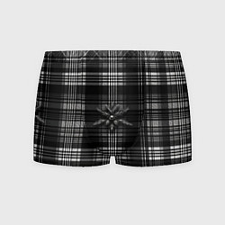 Трусы-боксеры мужские Черно-белая шотландская клетка, цвет: 3D-принт