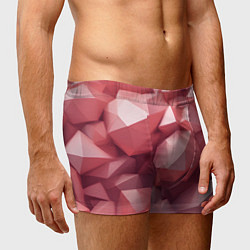 Трусы-боксеры мужские Розовые полигоны, цвет: 3D-принт — фото 2