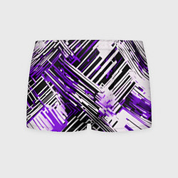 Трусы-боксеры мужские Киберпанк линии белые и фиолетовые, цвет: 3D-принт