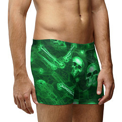 Трусы-боксеры мужские Зелёные черепа и кости, цвет: 3D-принт — фото 2