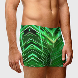 Трусы-боксеры мужские Зелёные неон полосы киберпанк, цвет: 3D-принт — фото 2