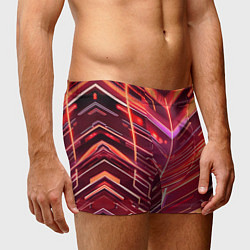 Трусы-боксеры мужские Красные неон полосы киберпанк, цвет: 3D-принт — фото 2