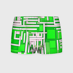 Трусы-боксеры мужские Полосы на зелёном фоне, цвет: 3D-принт
