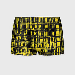 Трусы-боксеры мужские Смазанная краска чёрная и жёлтая, цвет: 3D-принт