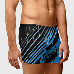 Трусы-боксеры мужские Синие линии на чёрном фоне, цвет: 3D-принт — фото 2
